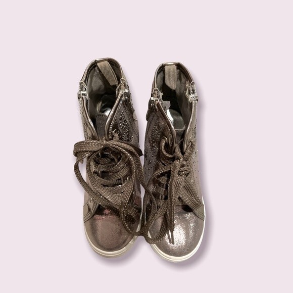 Stuart Weitzman Little Girls Embellished Hidden Wedge Sneakers SZ 12 EUC - Picture 3 of 5